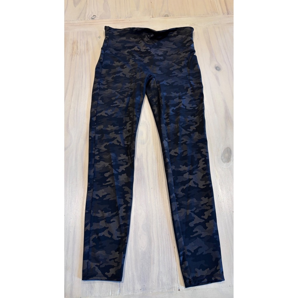 Spanx‎ Look at Me Now Seamless Camo Leggings Black Gray High Rise Womens XL